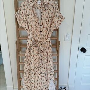 Lou Lou & Company Floral Midi Dress - Cream and Brown